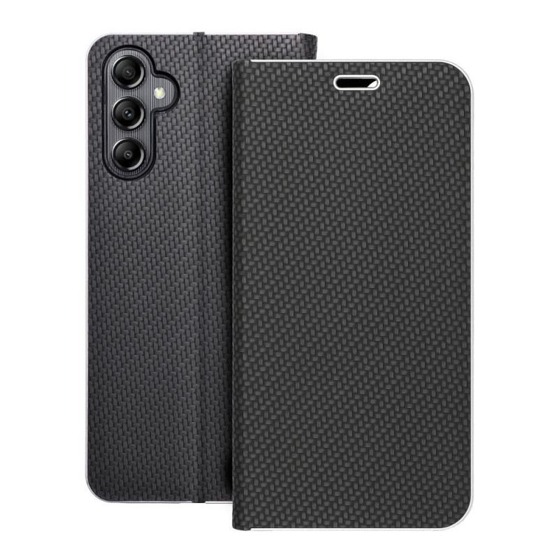 Peňaženkové puzdro LUNA Book Carbon na Samsung Galaxy A14 5G Uhlíkové vlákno, Elegant  Čierny