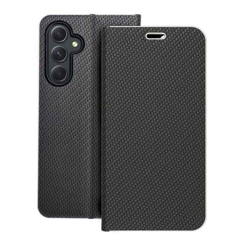 Peňaženkové puzdro LUNA Book Carbon na Samsung Galaxy A54 Uhlíkové vlákno, Elegant  Čierny