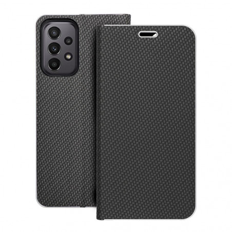 Peňaženkové puzdro LUNA Book Carbon na Samsung Galaxy A23 5G Uhlíkové vlákno, Elegant Čierny