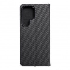 Peňaženkové puzdro LUNA Book Carbon na Samsung Galaxy S23 Ultra 5G Uhlíkové vlákno, Elegant  Čierny