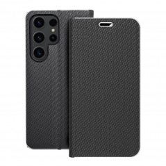 Peňaženkové puzdro LUNA Book Carbon na Samsung Galaxy S23 Ultra 5G Uhlíkové vlákno, Elegant Čierny
