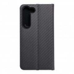 Peňaženkové puzdro LUNA Book Carbon na Samsung Galaxy S23 5G Uhlíkové vlákno, Elegant  Čierny