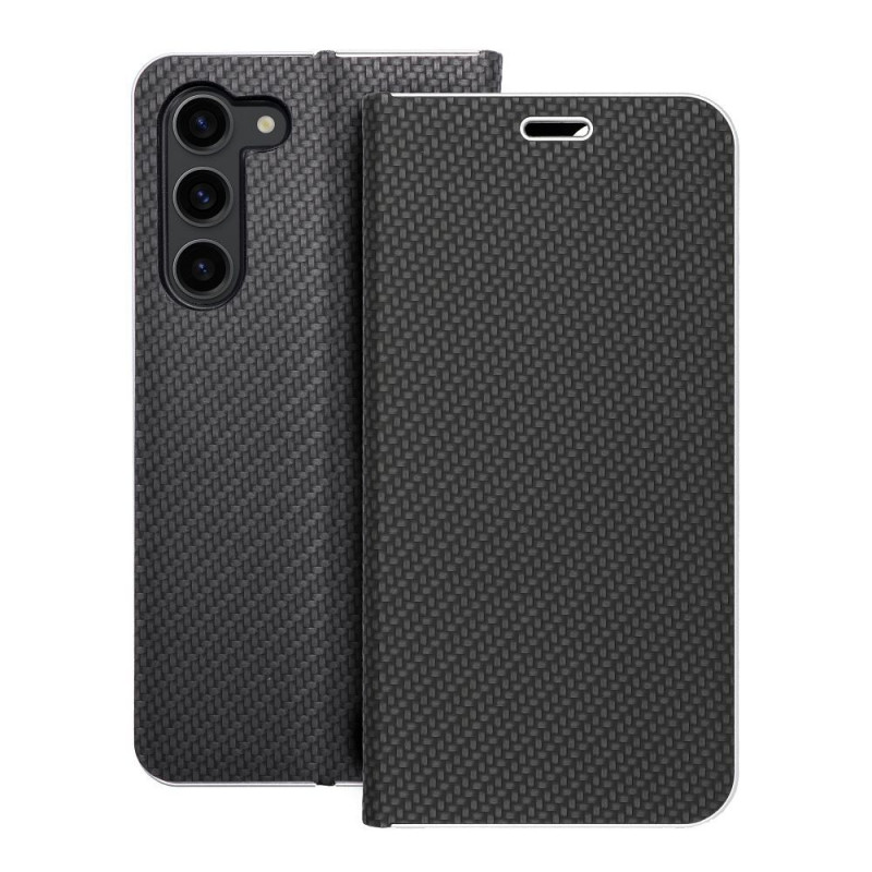 Peňaženkové puzdro LUNA Book Carbon na Samsung Galaxy S23 Plus 5G Uhlíkové vlákno, Elegant  Čierny