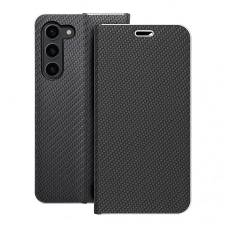 Peňaženkové puzdro LUNA Book Carbon na Samsung Galaxy S23 Plus 5G Uhlíkové vlákno, Elegant  Čierny