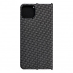 Peňaženkové puzdro LUNA Book Carbon na Apple iPhone 15 Plus Uhlíkové vlákno, Elegant  Čierny
