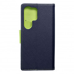 Peňaženkové puzdro Fancy Book na Samsung Galaxy S24 ULTRA Námornícka modrá / Limetkovo zelený