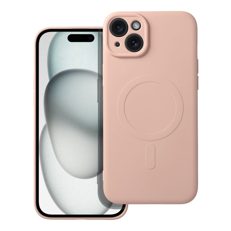 Kryt Silicone Mag Cover na Apple iPhone 15 Plus MagSAFE  Ružový