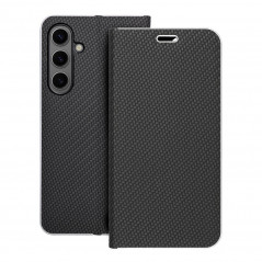 Peňaženkové puzdro LUNA Book Carbon na Samsung Galaxy S24 PLUS Uhlíkové vlákno, Elegant Čierny