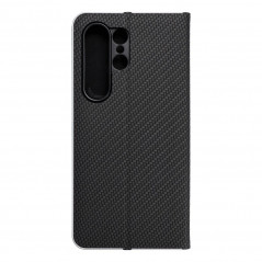 Peňaženkové puzdro LUNA Book Carbon na Samsung Galaxy S24 ULTRA Uhlíkové vlákno, Elegant  Čierny
