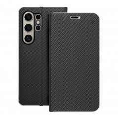 Peňaženkové puzdro LUNA Book Carbon na Samsung Galaxy S24 ULTRA Uhlíkové vlákno, Elegant Čierny