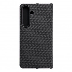 Peňaženkové puzdro LUNA Book Carbon na Samsung Galaxy S24 Uhlíkové vlákno, Elegant  Čierny