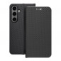 Peňaženkové puzdro LUNA Book Carbon na Samsung Galaxy S24 Uhlíkové vlákno, Elegant  Čierny