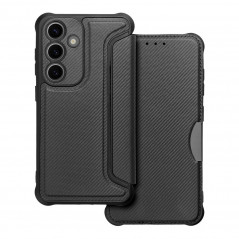 Peňaženkové puzdro Razor Book na Samsung Galaxy S24 Uhlíkové vlákno, Karbónový vzor  Čierny