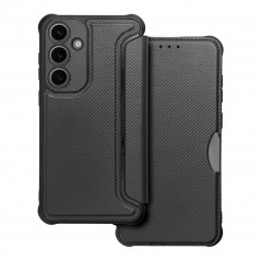 Peňaženkové puzdro Razor Book na Samsung Galaxy S24 PLUS Uhlíkové vlákno, Karbónový vzor  Čierny