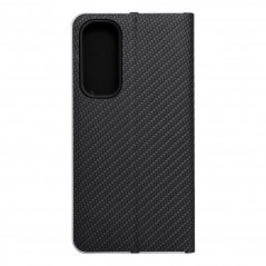 Peňaženkové puzdro LUNA Book Carbon na Samsung Galaxy A35 Uhlíkové vlákno, Elegant  Čierny