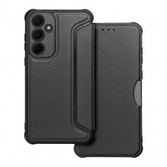 Peňaženkové puzdro Razor Book na Samsung Galaxy A35 Uhlíkové vlákno, Karbónový vzor  Čierny