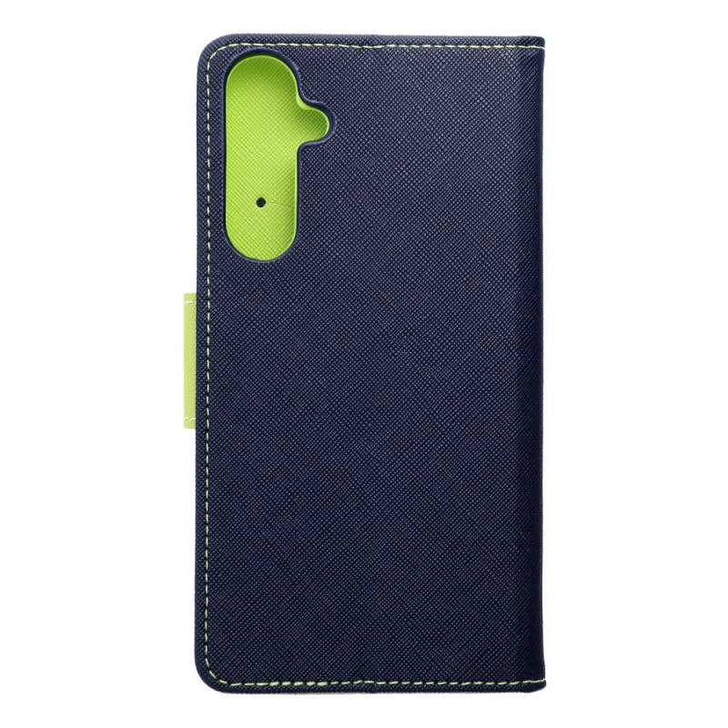Peňaženkové puzdro Fancy Book na Samsung Galaxy A35 Námornícka modrá / Limetkovo zelený