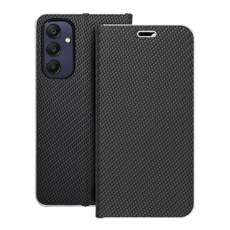 Peňaženkové puzdro LUNA Book Carbon na Samsung Galaxy A25 5G Uhlíkové vlákno, Elegant  Čierny