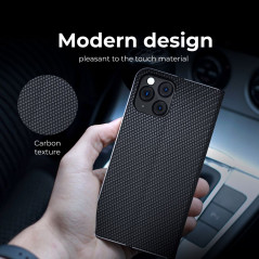 Peňaženkové puzdro LUNA Book Carbon na Samsung Galaxy A05 Uhlíkové vlákno, Elegant  Čierny