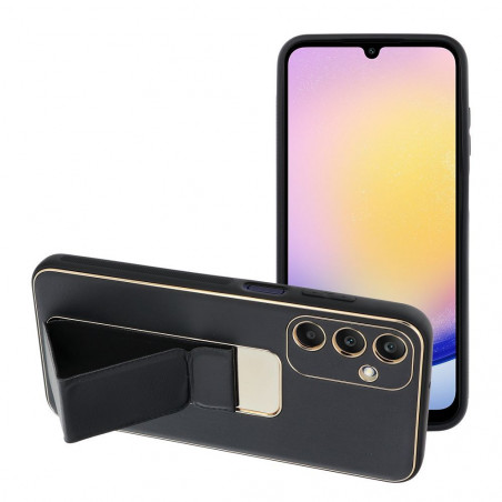 Kryt LEATHER Case Kickstand na Samsung Galaxy A25 5G Čierny