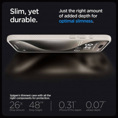 Kryt Spigen  Liquid Air na Apple iPhone 15 Pro Max Prirodzená titánová