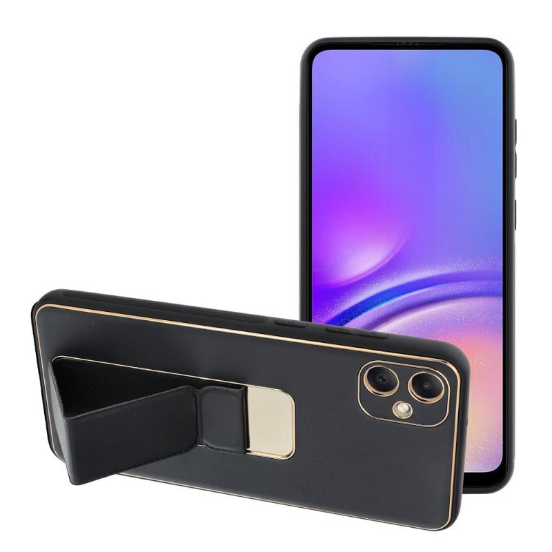 Kryt LEATHER Case Kickstand na Samsung Galaxy A05 Čierny