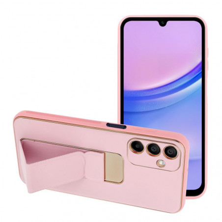 Kryt LEATHER Case Kickstand na Samsung Galaxy A15 5G Ružový