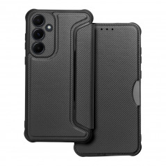 Peňaženkové puzdro Razor Book na Samsung Galaxy A55 Uhlíkové vlákno, Karbónový vzor  Čierny
