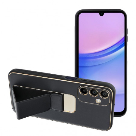 Kryt LEATHER Case Kickstand na Samsung Galaxy A15 5G Čierny