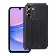 Kryt LEATHER Case Kickstand na Samsung Galaxy A15 5G Čierny
