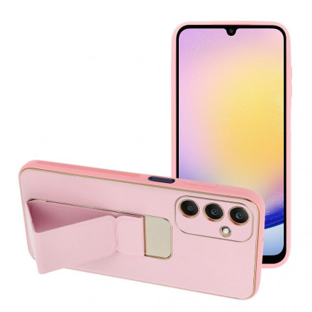 Kryt LEATHER Case Kickstand na Samsung Galaxy A25 5G Ružový
