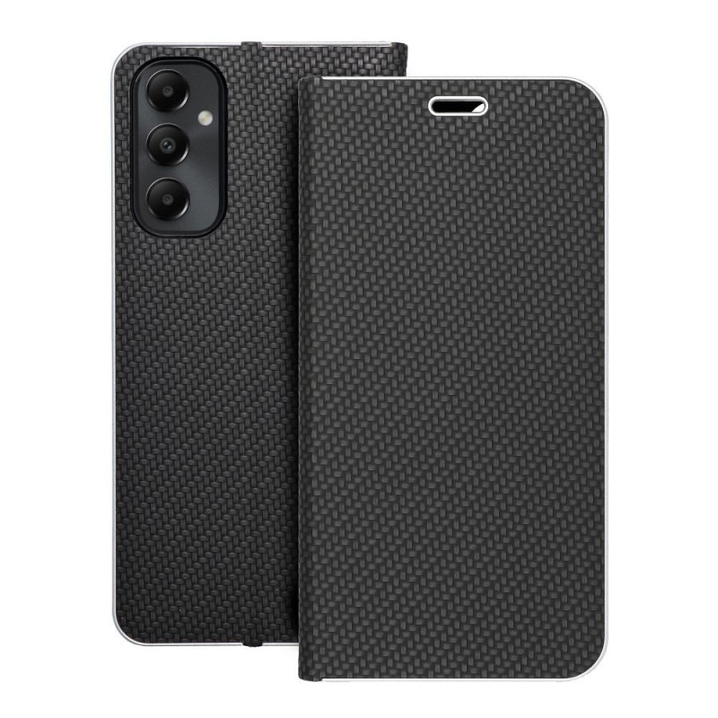 Peňaženkové puzdro LUNA Book Carbon na Samsung Galaxy A05s Uhlíkové vlákno, Elegant  Čierny