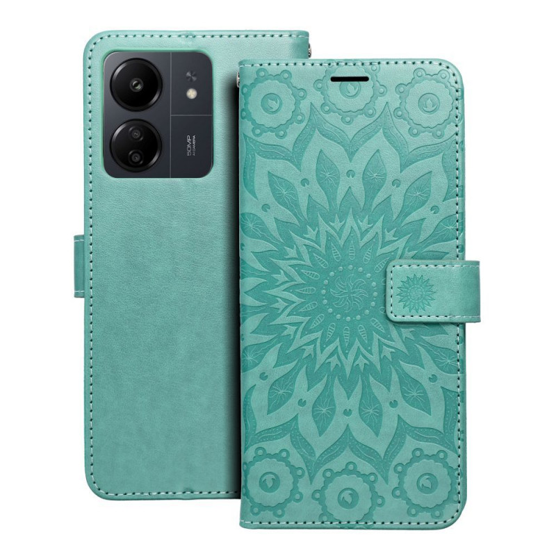 Peňaženkové puzdro MEZZO Book na XIAOMI Redmi 13C Mandala  Zelený