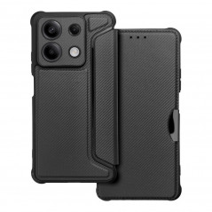 Peňaženkové puzdro Razor Book na XIAOMI Redmi Note 13 5G Uhlíkové vlákno, Karbónový vzor  Čierny