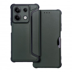 Peňaženkové puzdro Razor Book na XIAOMI Redmi Note 13 5G Uhlíkové vlákno, Karbónový vzor  Tmavo zelený