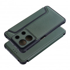 Peňaženkové puzdro Razor Book na XIAOMI Redmi Note 13 5G Uhlíkové vlákno, Karbónový vzor  Tmavo zelený