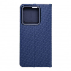 Peňaženkové puzdro LUNA Book Carbon na XIAOMI 14 Uhlíkové vlákno, Elegant  Modrý