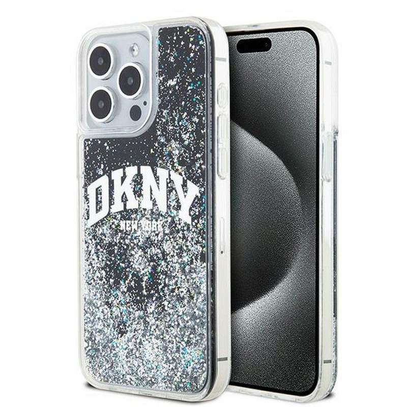 Kryt DKNY Liquid Glitters Arch Logo na Apple iPhone 13 Pro Max Čierny