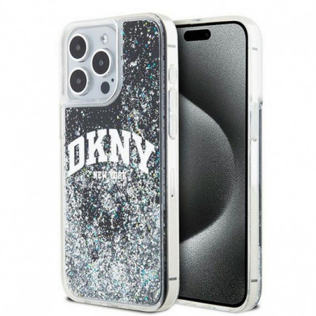 Kryt DKNY Liquid Glitters Arch Logo na Apple iPhone 14 Pro Max Čierny