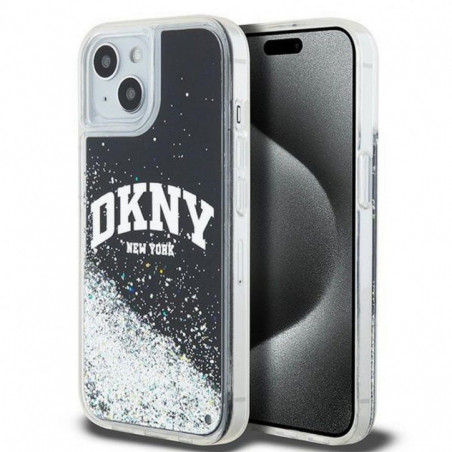 Kryt DKNY Liquid Glitters Arch Logo na Apple iPhone 15 Plus Čierny