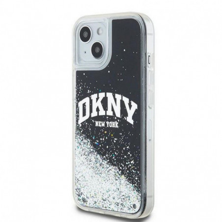 Kryt DKNY Liquid Glitters Arch Logo na Apple iPhone 15 Plus Čierny