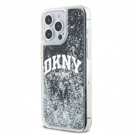 Kryt DKNY Liquid Glitters Arch Logo na Apple iPhone 15 Pro Max Čierny
