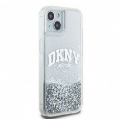 Kryt DKNY Liquid Glitters Arch Logo na Apple iPhone 15 Biely
