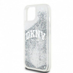 Kryt DKNY Liquid Glitters Arch Logo na Apple iPhone 15 Biely