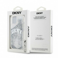 Kryt DKNY Liquid Glitters Arch Logo na Apple iPhone 15 Biely