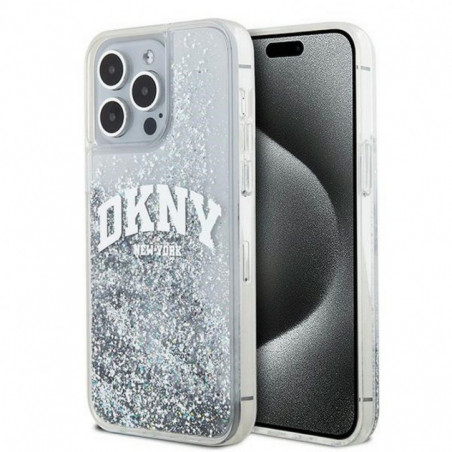 Kryt DKNY Liquid Glitters Arch Logo na Apple iPhone 15 Pro Max Biely