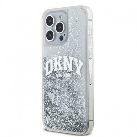 Kryt DKNY Liquid Glitters Arch Logo na Apple iPhone 15 Pro Max Biely