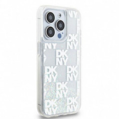 Kryt DKNY Liquid Glitters Checkered Pattern na Apple iPhone 15 Pro Biely