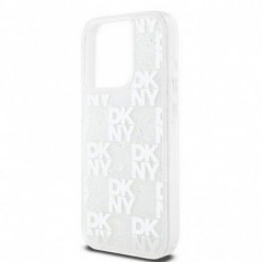 Kryt DKNY Liquid Glitters Checkered Pattern na Apple iPhone 15 Pro Biely