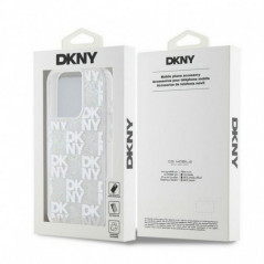 Kryt DKNY Liquid Glitters Checkered Pattern na Apple iPhone 15 Pro Biely